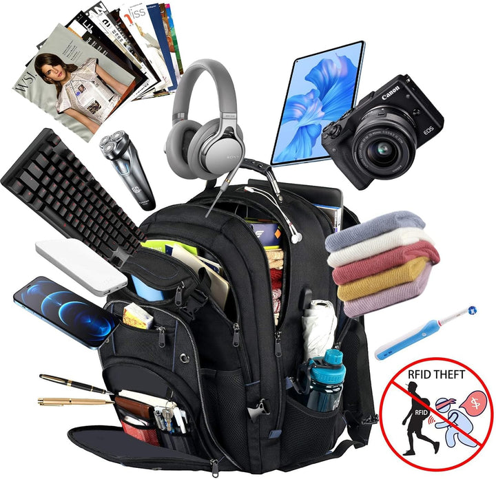 Vielseitiger Unisex 55L Laptoprucksack mit USB-Port, RFID-Schutz. Ideal für Schule, Arbeit, Outdoor & Reisegepäck.