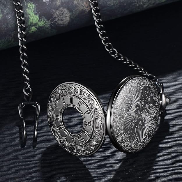 Elegante Unisex Vintage Taschenuhr mit Präzisions-Quarzwerk & Kette, klassisches Accessoire.