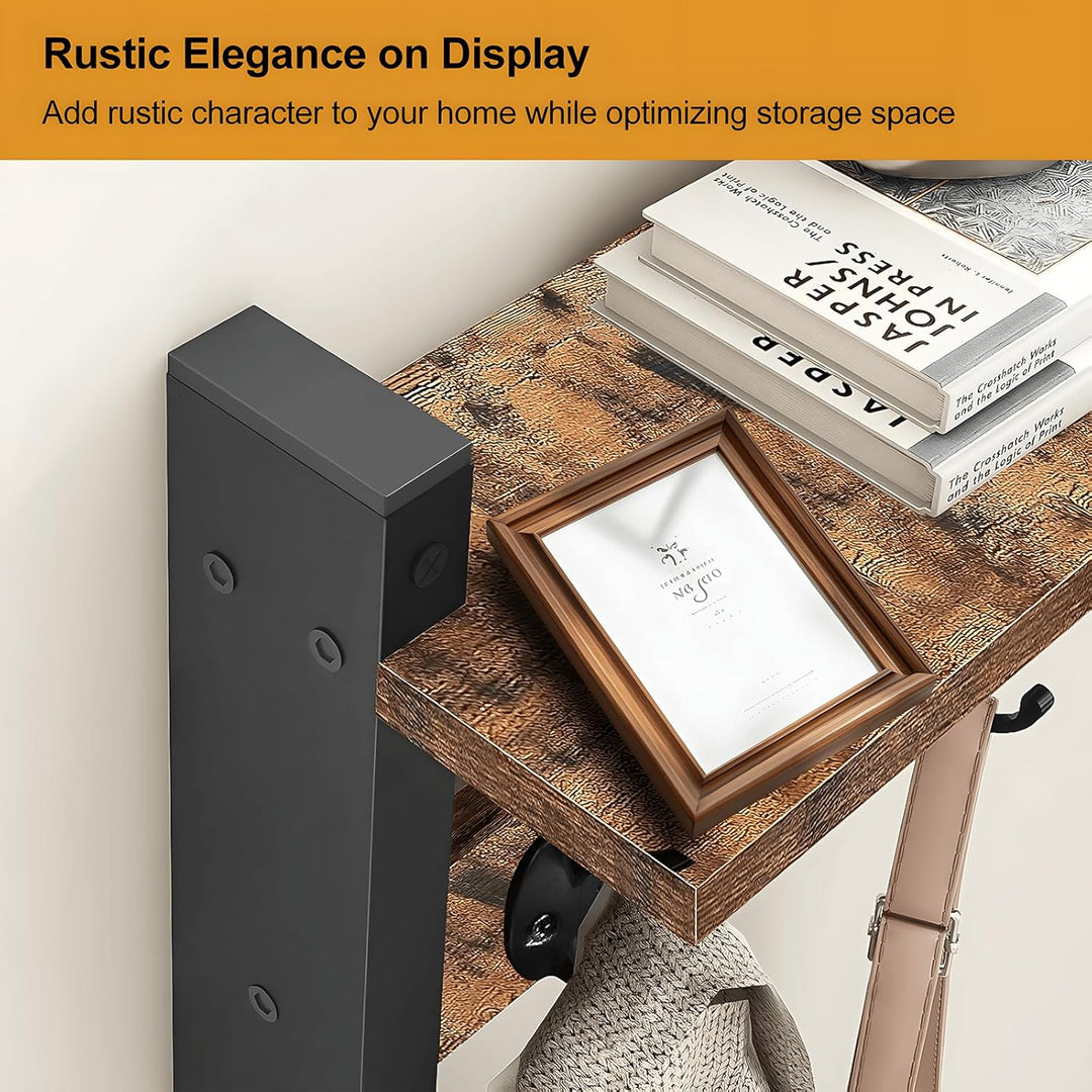 Wandgarderobe mit Ablage und 5 Metallhaken, perfekte Heimeinrichtung für Jacken & Accessoires.