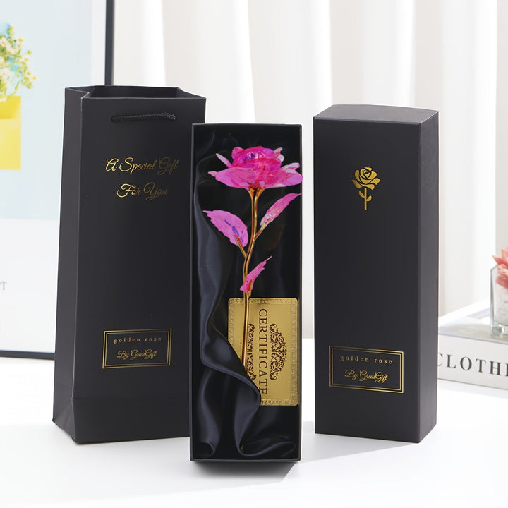 Dekoratives Wohnaccessoire: Ewige Kunstrose im luxuriösen Präsentations-Set für Damen.