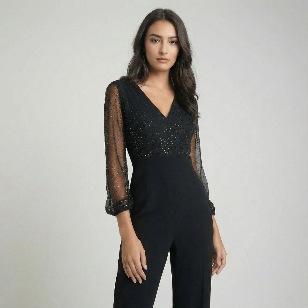 Damen Jumpsuit elegant, langärmlig & modern. Ein schicker Einteiler-Overall für stilvolle Auftritte.