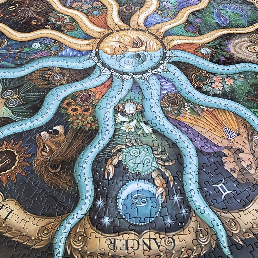 Astrologie-Puzzle mit Tierkreiszeichen. Rundes 1000-Teile-Puzzle für Erwachsene, ideal für Hobby & Entspannung.