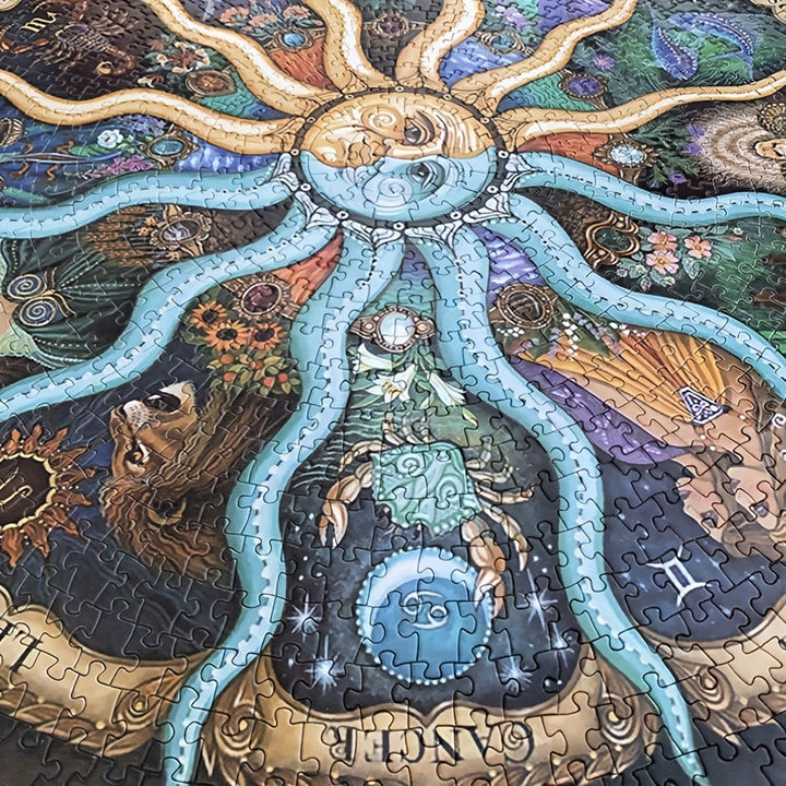 Geschenkidee: Rundes Sternzeichen-Puzzle 1000 Teile, fördert Entspannung und bietet eine herausfordernde Sternenreise.