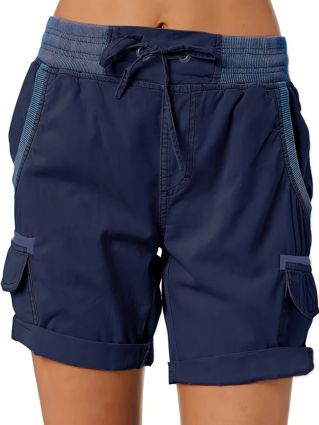 Vielseitige Damen Shorts mit Taschen und elastischem Kordelzugbund.