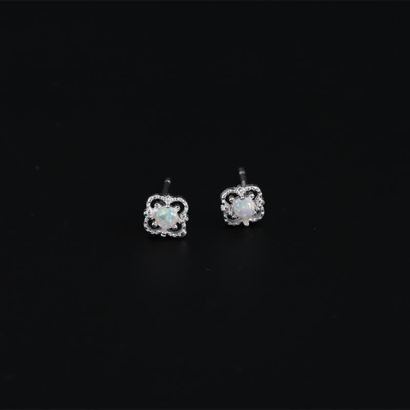 Zeitlose Damen Ohrringe Opal: Quadratisch, Vintage-Design, edles Accessoire, klassische Eleganz.