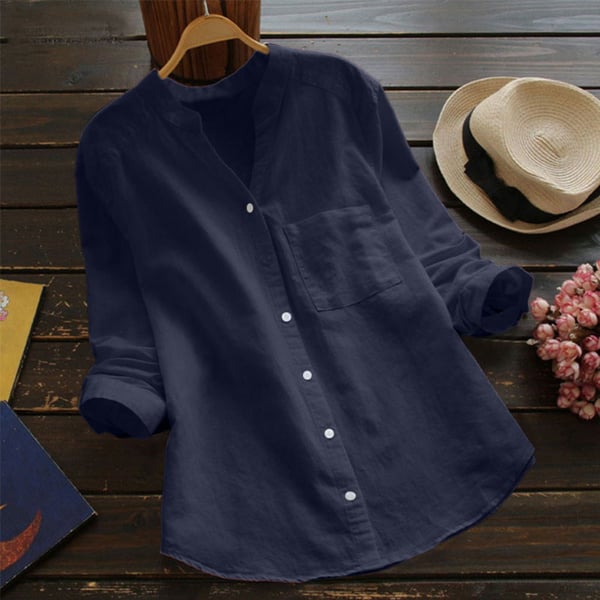 Elegantes Damen Oberteil Isla aus Leinen, langärmlig, locker geschnitten, für Business Casual & entspannte Tage.