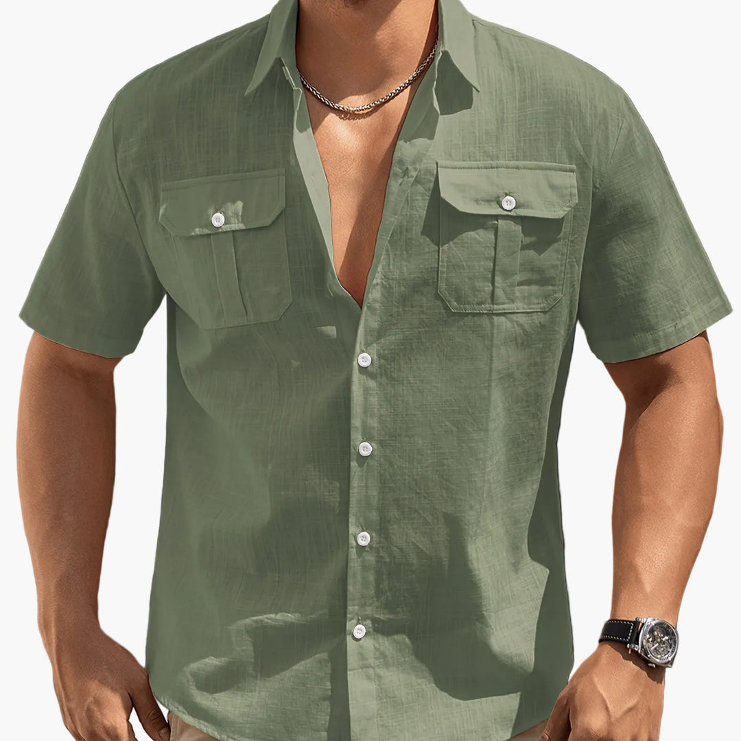 Schwarzes Urlaubshemd Herren Kurzarm, mit bequemem Reverskragen, perfekt für Strand & Stadt im Sommer.