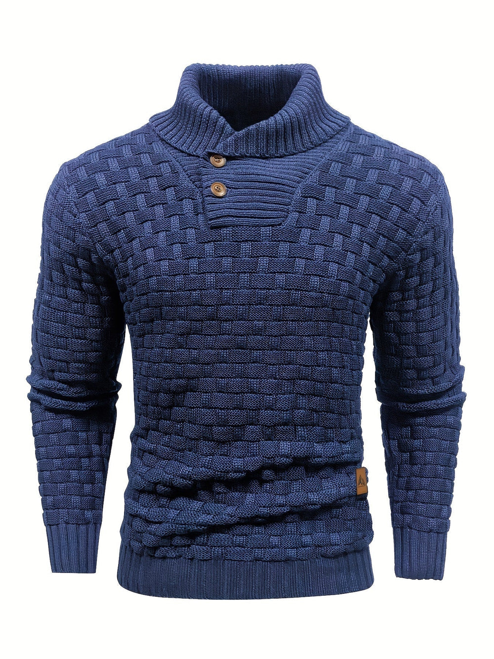 Stilvoller Herren Pullover mit Schalkragen und Waffelstruktur. Ideal für Herbst und Winter.