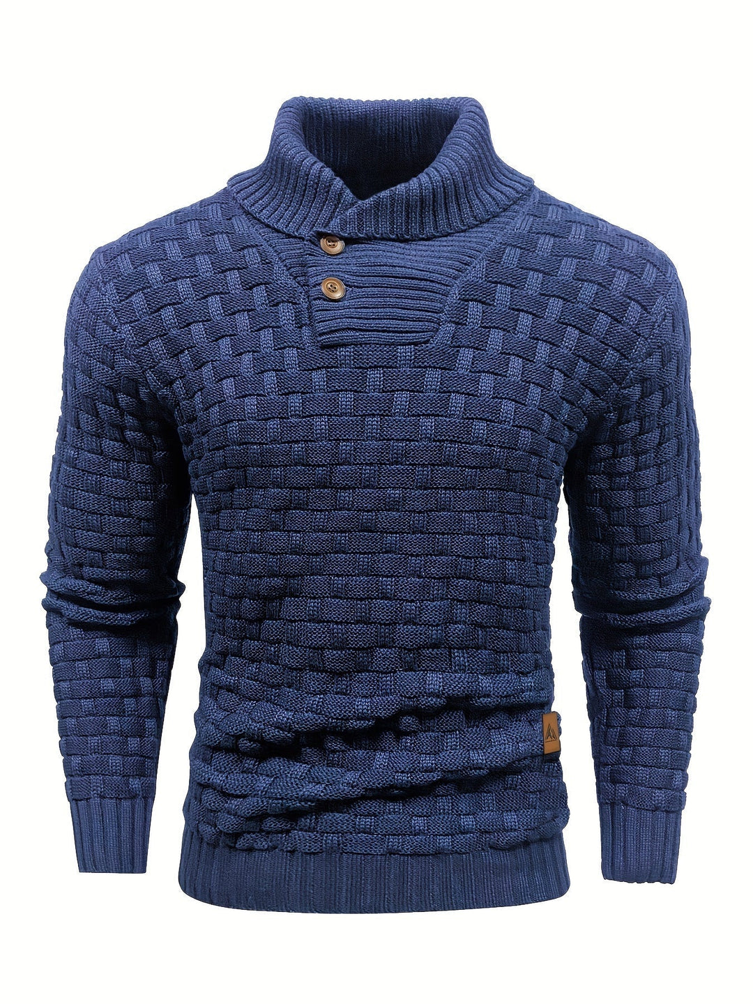 Stilvoller Herren Pullover mit Schalkragen und Waffelstruktur. Ideal für Herbst und Winter.
