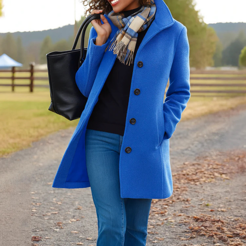 Trendiger Damen Langarm-Knopfmantel für modische Statements. Perfekte, elegante Jacke für die Übergangszeit.
