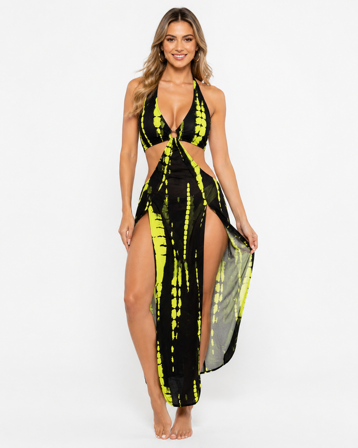 Feminin geschnittener Damen Badeanzug mit Neckholder und modernen Cut-Outs für jede Figur.