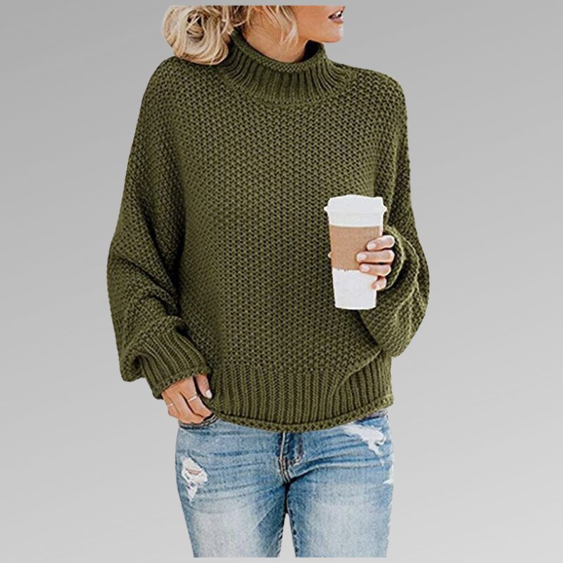 Gemütlicher Damen Oversize Strickpullover. Lockere Passform für Komfort und Wärme an kalten Herbsttagen.