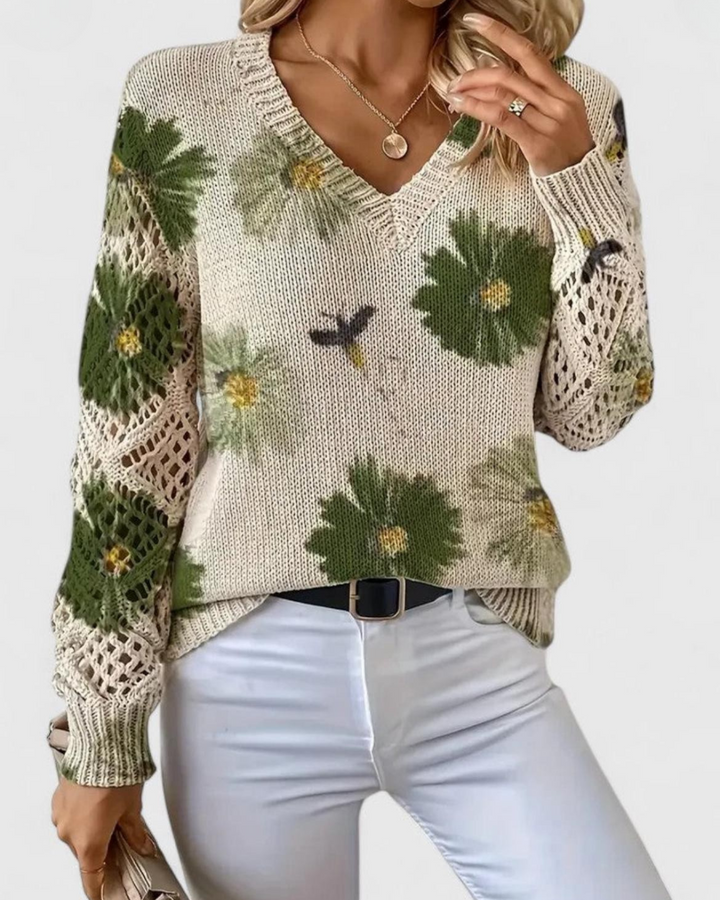 Gemütlicher Damen Winterpullover, weiche Haptik, mit durchbrochenen Ärmeln, für Wärme & Stil.