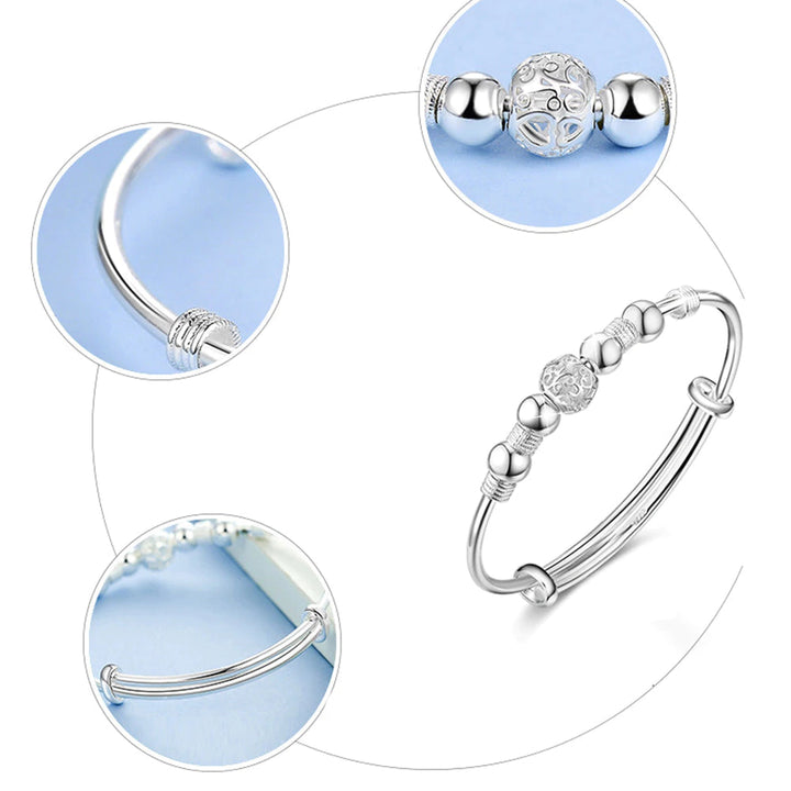 Hautfreundliches Damenarmband aus 925 Silber mit runden Glücksperlen. Hypoallergener Schmuck für sensible Haut.