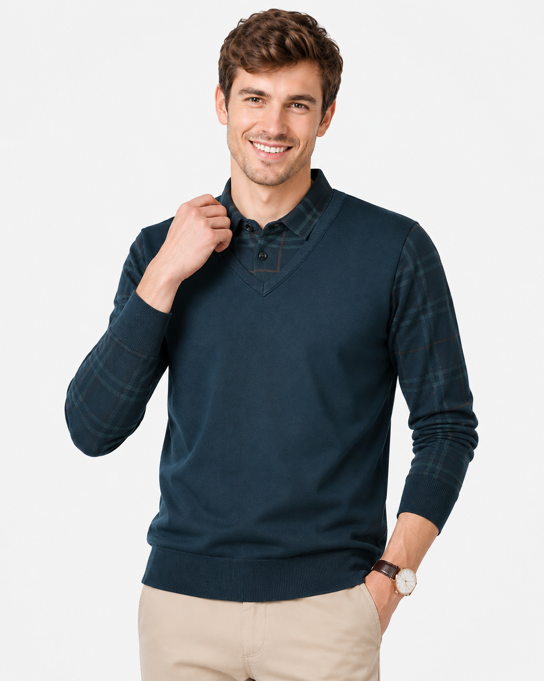 Vielseitiger Herren Slim Fit Strickpullover. Eleganter V-Ausschnitt Pullover für Business, Freizeit & Winter.
