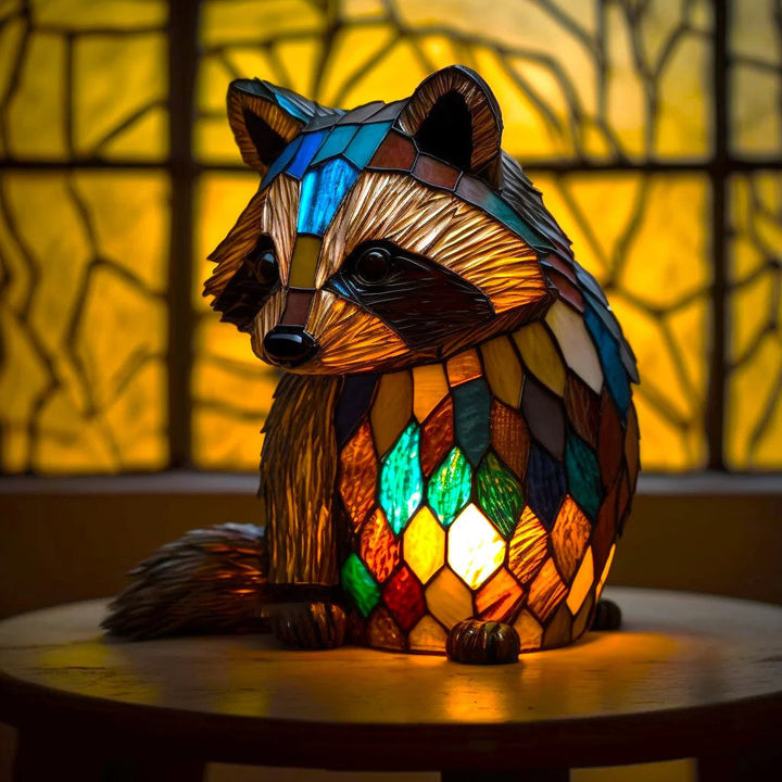 Dekorative Tierlampe aus Buntglas, kunstvolle Tischleuchte als besondere Geschenkidee.