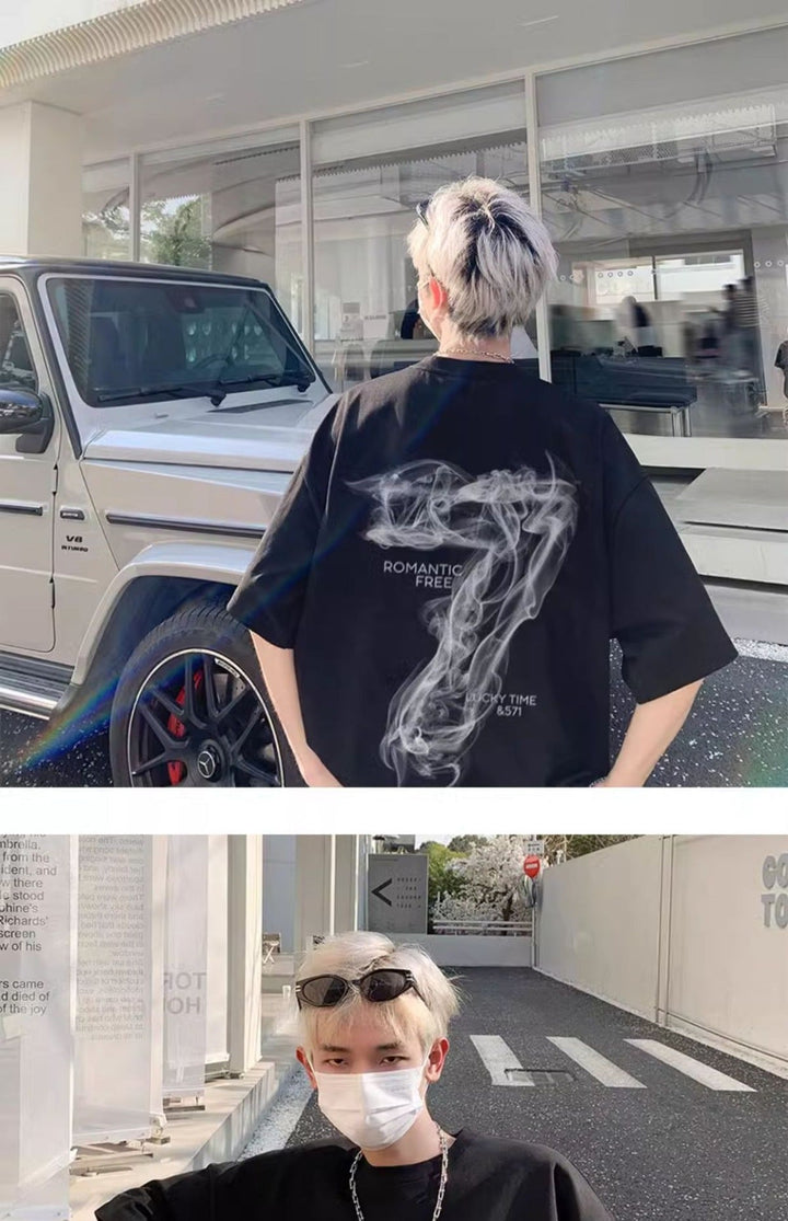 Weißes Herren T-Shirt, Übergröße, locker geschnitten, mit trendigem Buchstabe Print, Freizeit.
