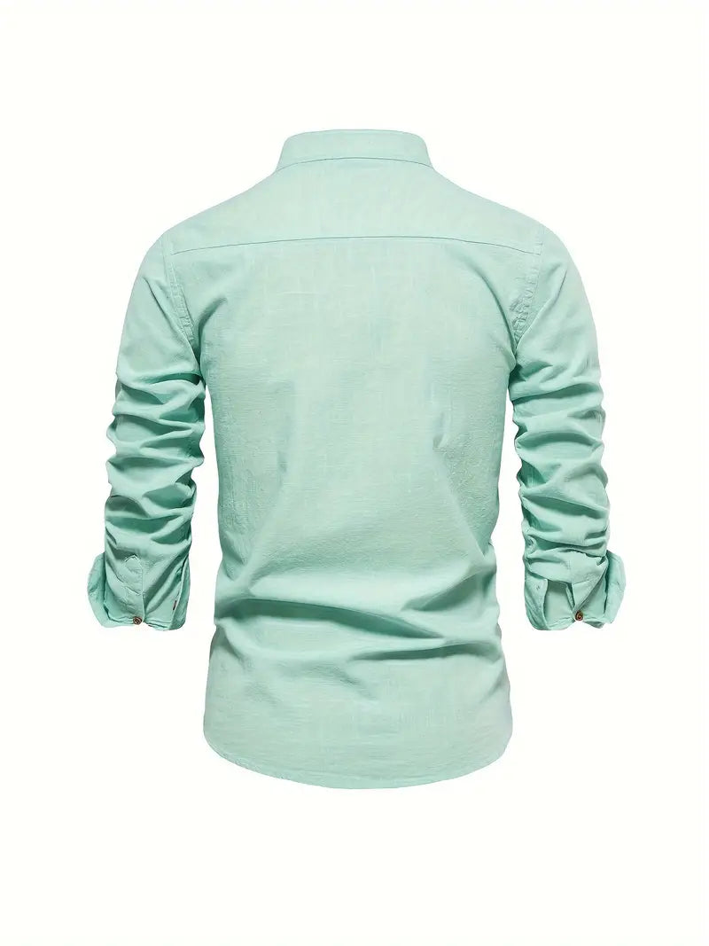 Modernes Herren Langarm Hemd für Frühling, casual Look, aus Baumwolle.