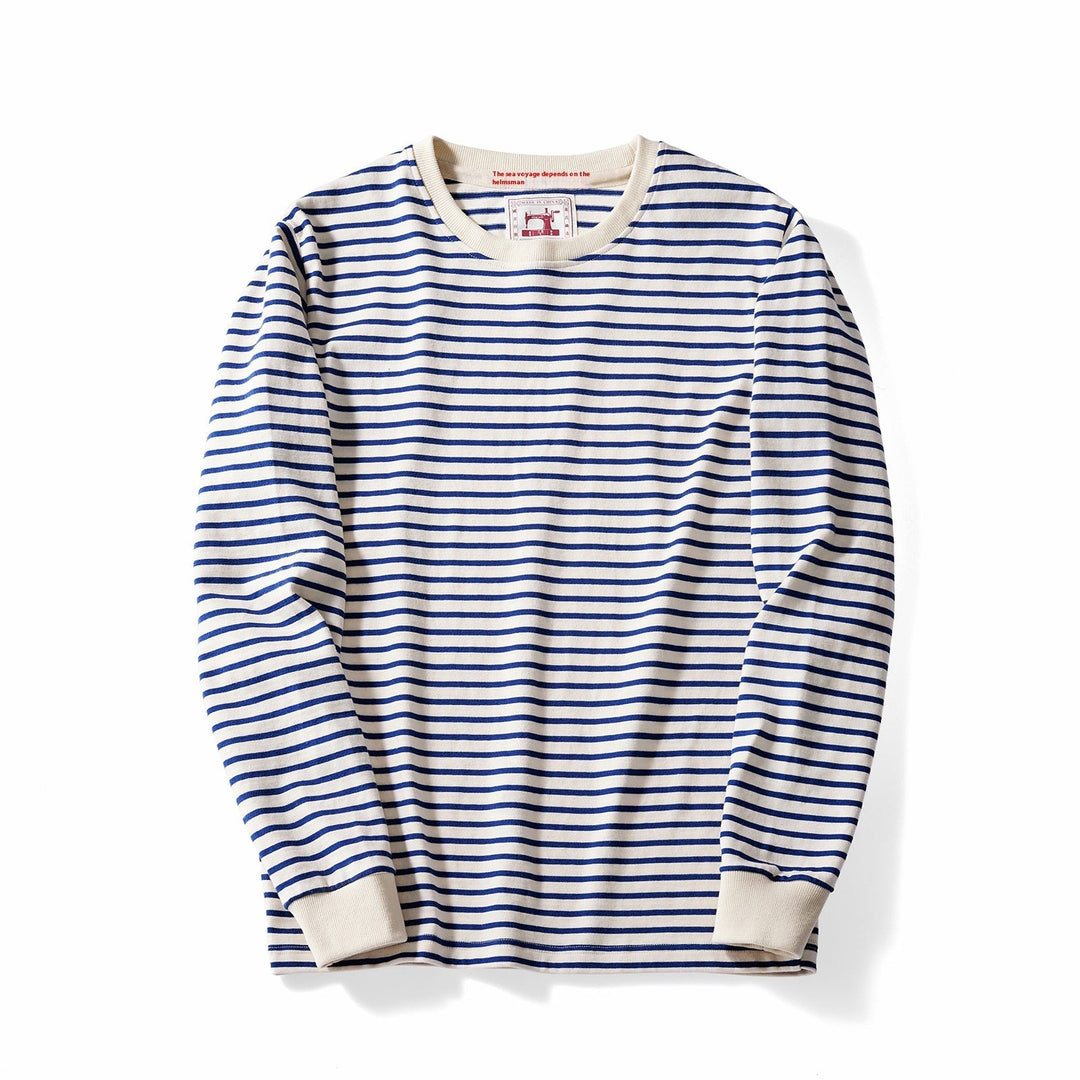 Klassisches Herren Basic Langarmshirt mit Rundhals und eleganten Streifen. Vielseitiges Oberteil für Männer Mode.