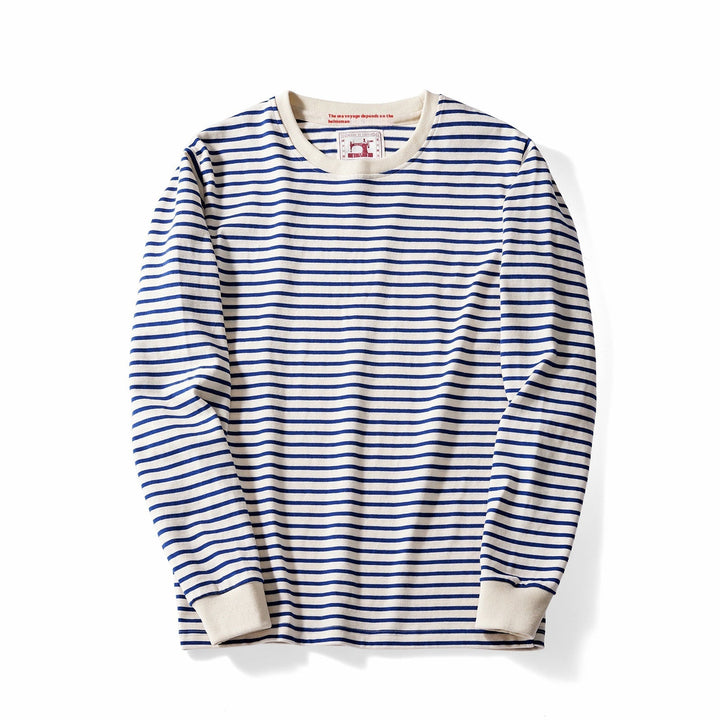 Klassisches Herren Basic Langarmshirt mit Rundhals und eleganten Streifen. Vielseitiges Oberteil für Männer Mode.