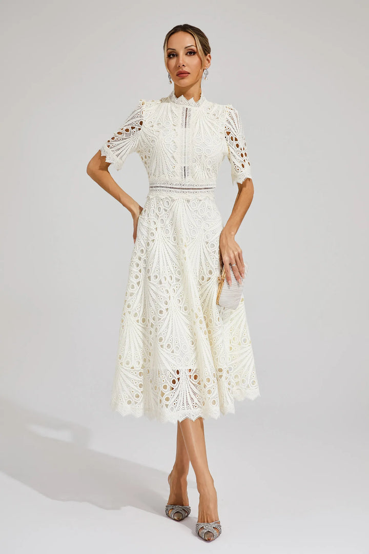 Vielseitiges Damen Spitzen Midikleid, elegant genug für Hochzeiten, Partys und festliche Abendveranstaltungen.