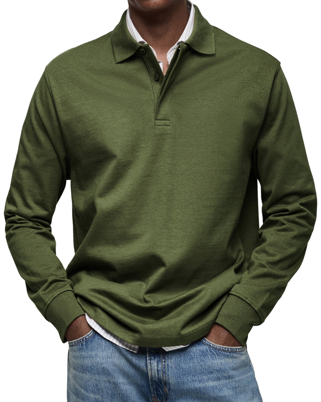 Herren Langarm-Poloshirt, ein vielseitiges Oberteil mit edlem Strukturkragen, perfekt für jeden Anlass.