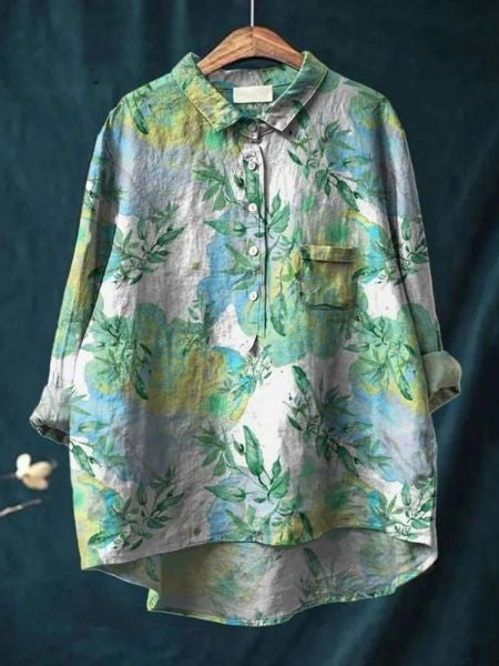 Vielseitige Damenbluse mit Herbst-Blumenmuster, leichte Qualität, für jede Frau.