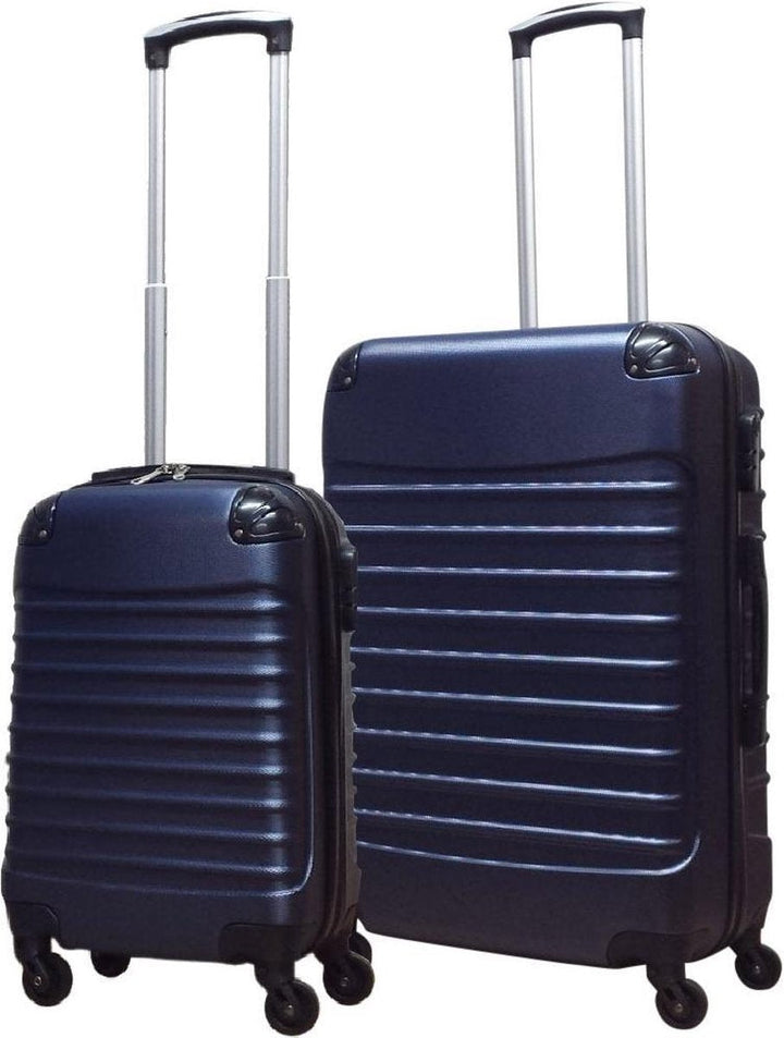 Robustes dunkelblaues 2er-Set Hartschalen-Reisekoffer für sichere Wochenend- und Urlaubsreisen.