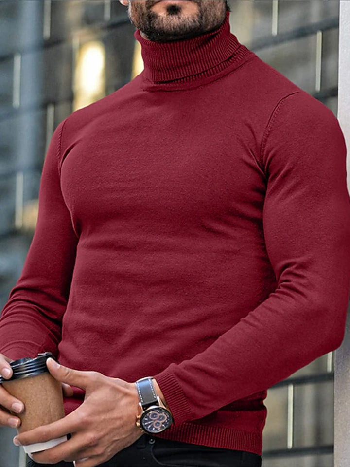 Herren Langarm-Rollkragenpullover, casual und doch stilvoll, vielseitig kombinierbar für moderne Herren.