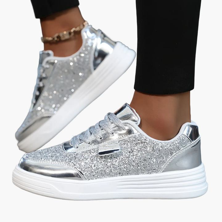 Modische Plateau-Sneaker für Damen, glitzernd, bequem & perfekt für den Sommer. Federleichte Freizeitschuhe.