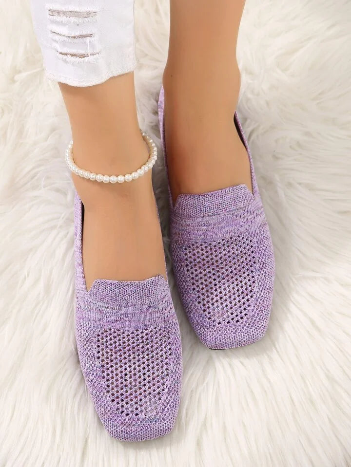 Antirutsch Orthopädische Ballerinas Isabella für Damen: Atmungsaktive Strick-Slipons, ideal für Sommer & Alltag.