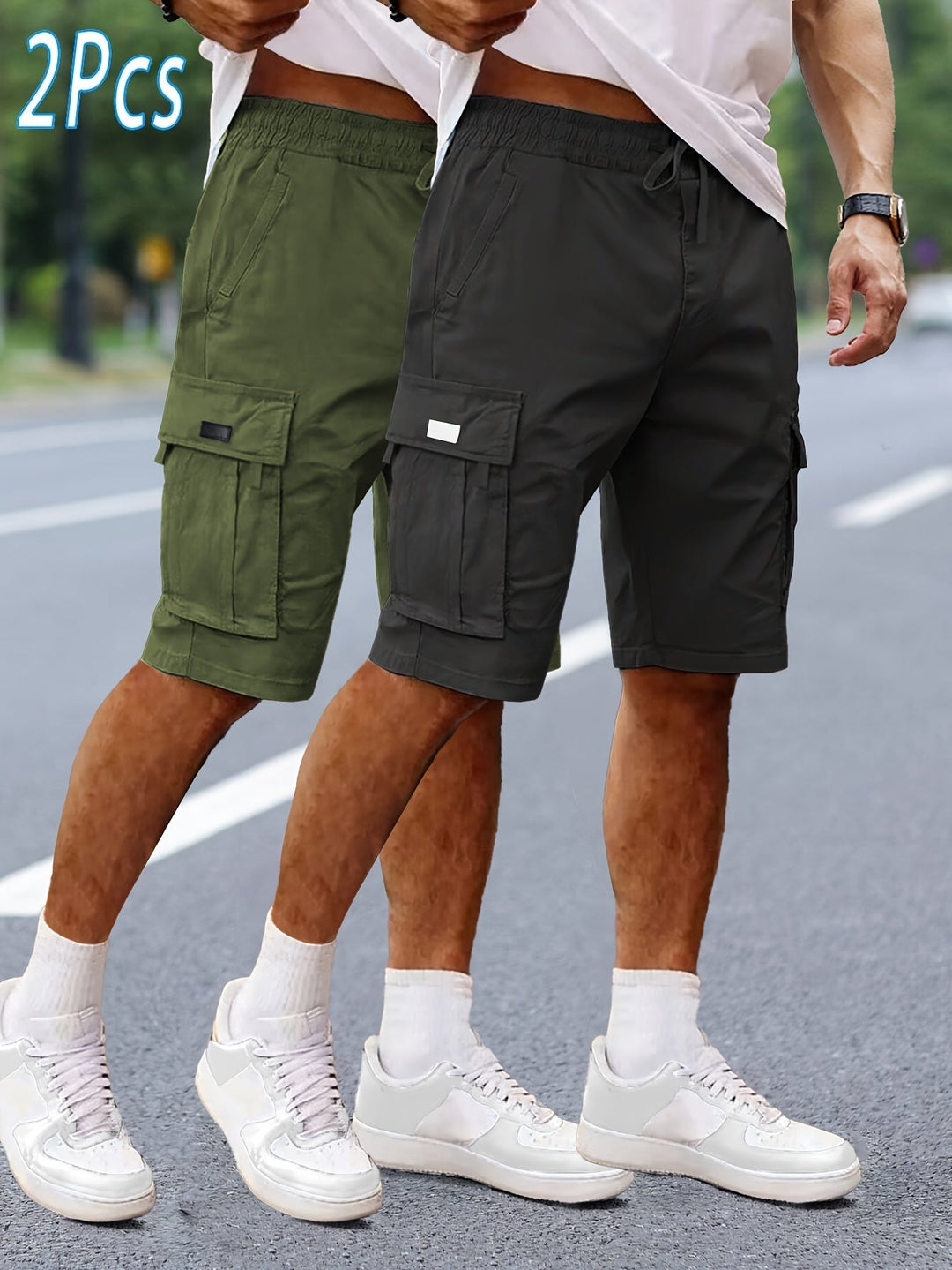 Herren 2er-Pack Cargo Shorts, strapazierfähig und atmungsaktiv für Outdoor & Freizeit. [[lstfy-media:5]]