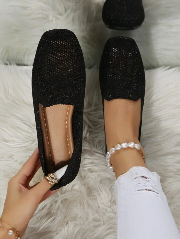 Orthopädische Antirutsch-Ballerinas Isabella: Damen Slipons aus Strick, atmungsaktiv & elegant für jeden Tag.