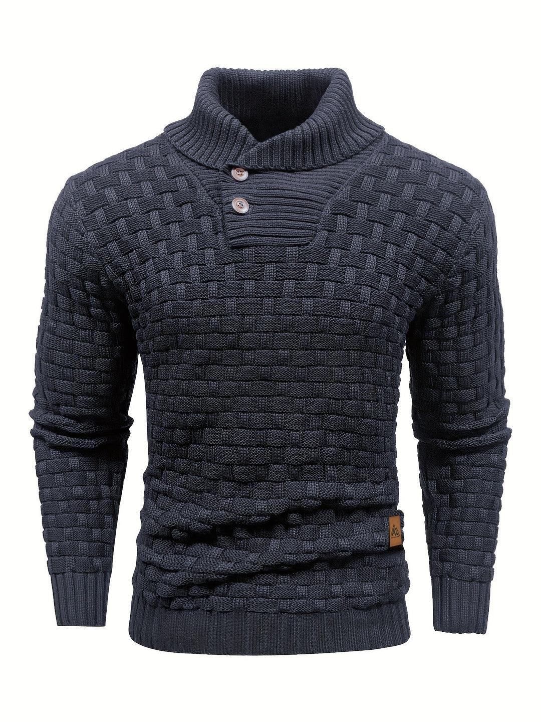 Eleganter Herren Winterpullover mit Schalkragen. Waffelstruktur, bequem & modern.