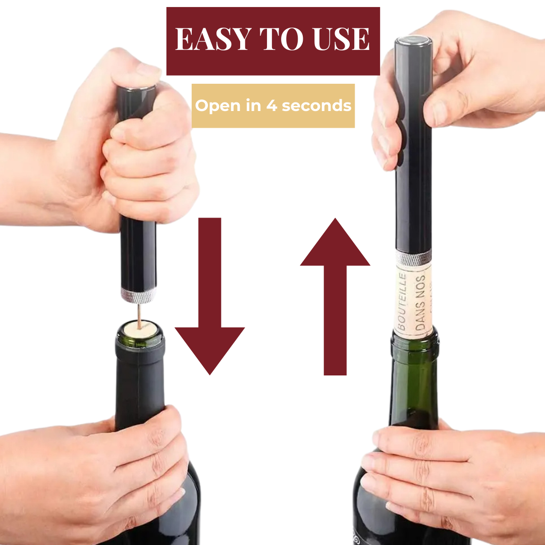 Eleganter Luftdruck Korkenzieher CorkEase, perfekt für schnelles und einfaches Öffnen von Weinflaschen in Küche und Bar.