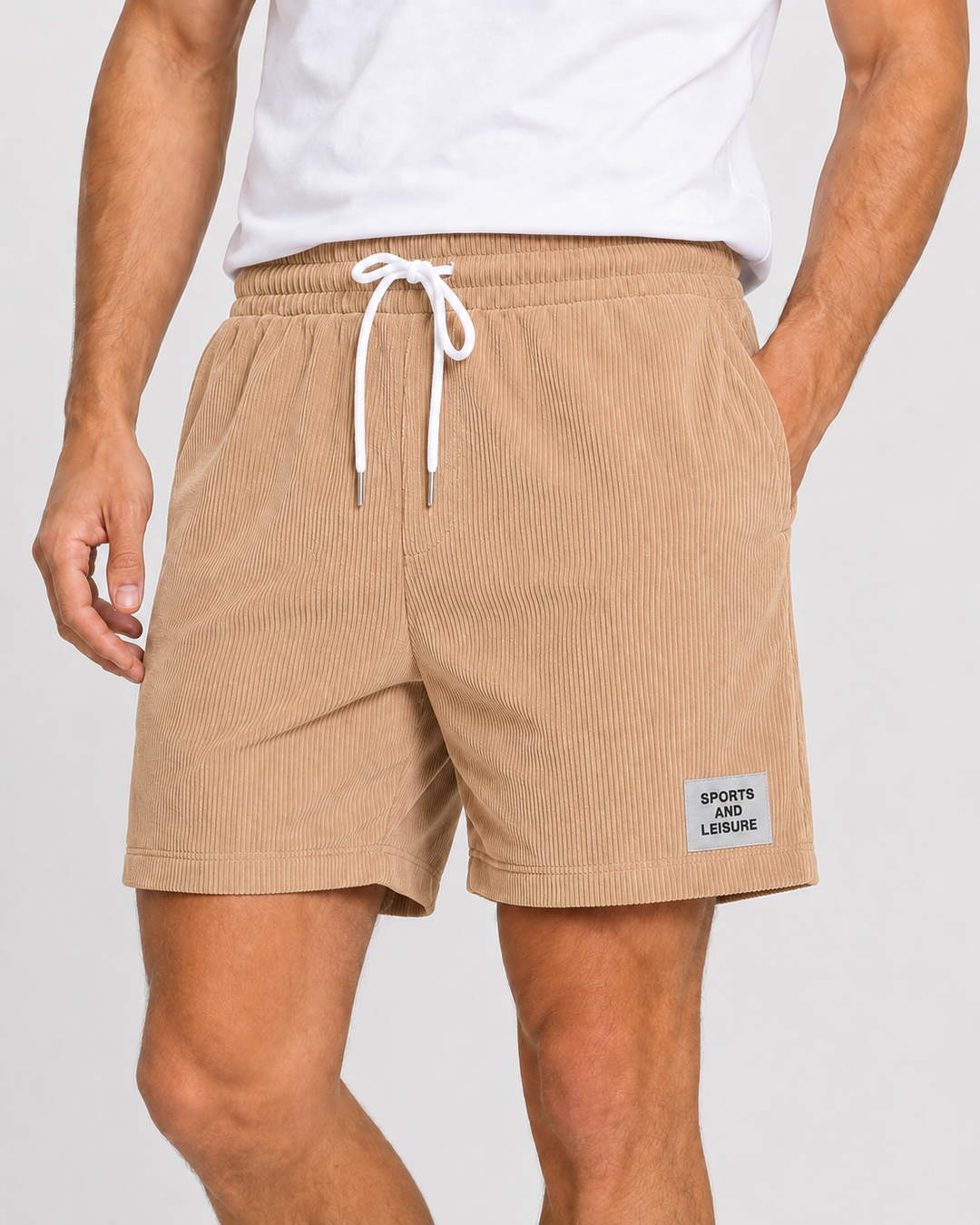 Stylische Herren Freizeithose, kurze Sommer Shorts mit Kordelzug für Strand & Urlaub.