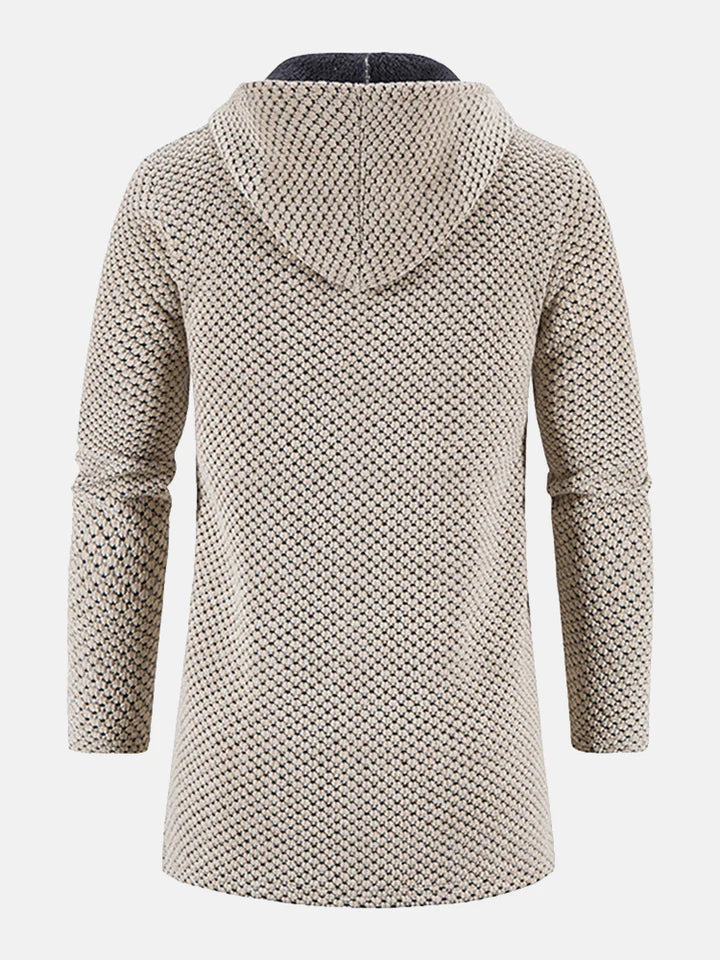 Modische Unisex Kapuzenjacke, Strickware mit Reißverschluss, ideal für lässigen Casual-Stil im Herbst/Winter.