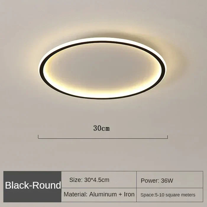 Runde goldene Deckenleuchte, skandinavischer Stil, stilvolle LED-Beleuchtung.