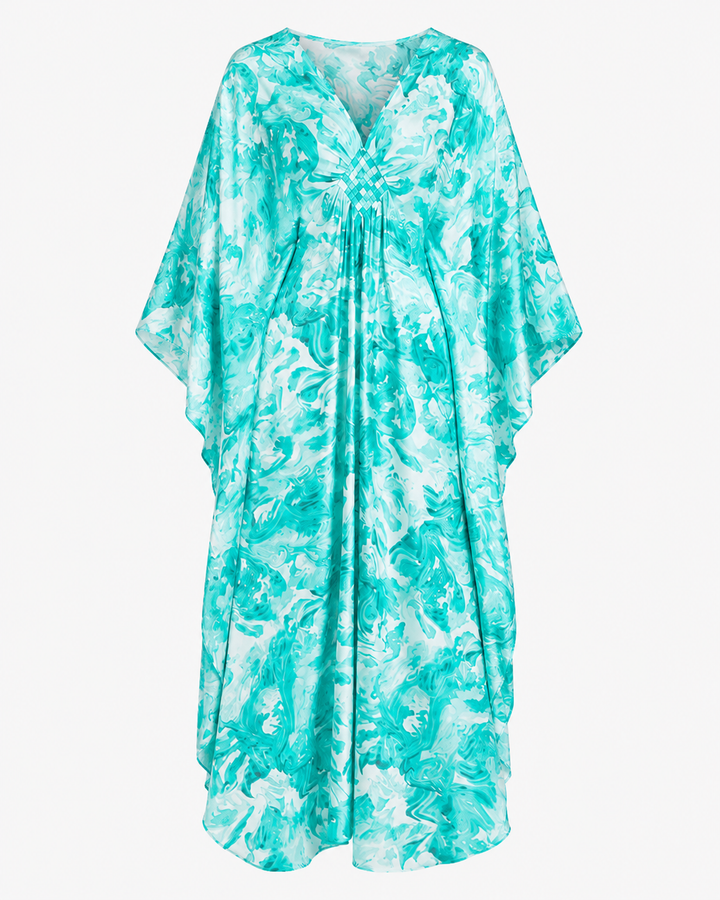 Schickes Damen Strandkleid in Kaftan-Optik, fließend & leicht. Perfekt für Sommer, Urlaub & Freizeit. Einheitsgröße.