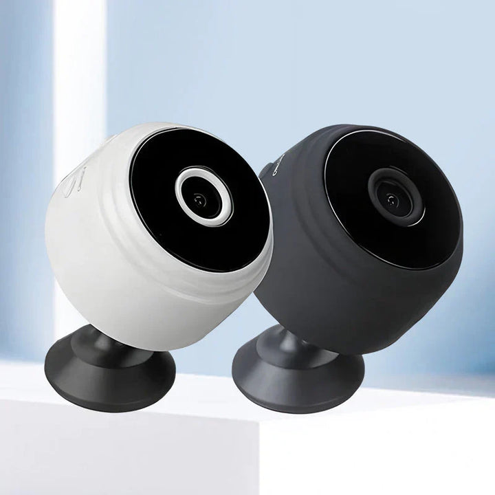 Kleine 1080p WLAN Kamera mit Nachtsicht und Bewegungsmelder für flexible Überwachung.