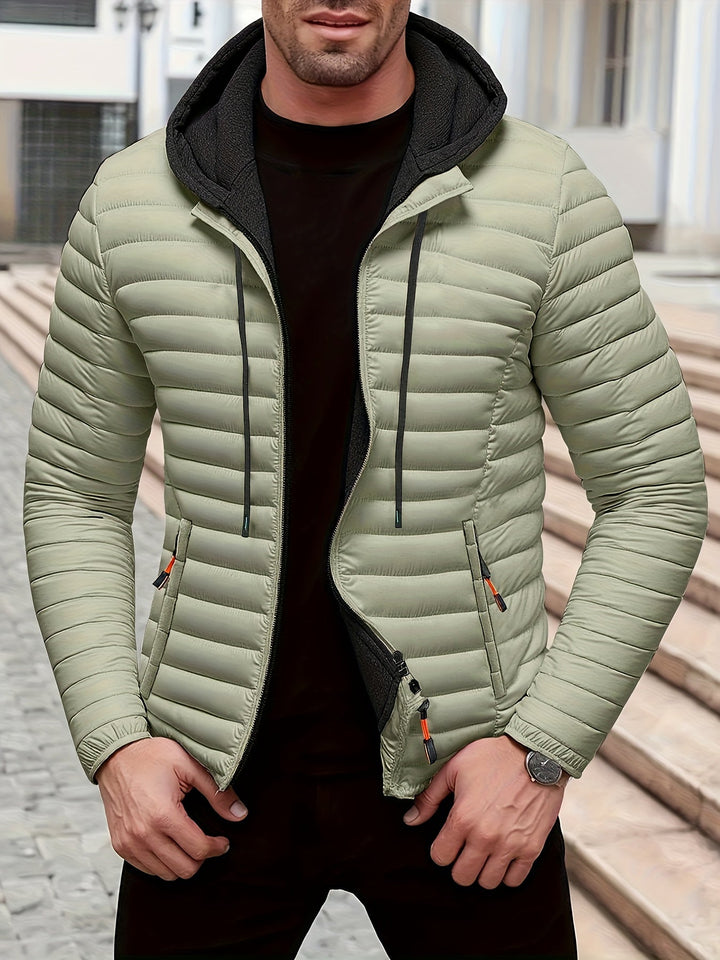 Robuste Herren Outdoor-Steppjacke mit Kapuze & Reißverschluss. Warme Freizeitjacke für aktive Männer & große Größen.