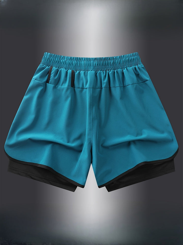 Vielseitige Herren Sportbekleidung: 2-in-1 Fitnessshorts, atmungsaktiv, für Workout, Jogging & Freizeit.