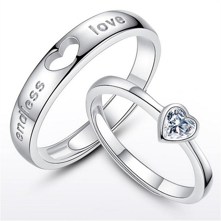 Ewige Verbindung: Unisex Herz Partnerringe aus Sterlingsilber, verstellbare Paarringe für tiefe Liebe & Zuneigung.