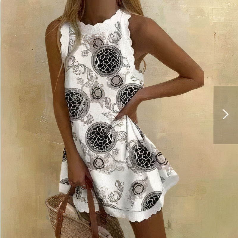 Sommerliches Damen Freizeitkleid, bunt, bedruckt, locker geschnitten und sehr bequem für den Alltag.
