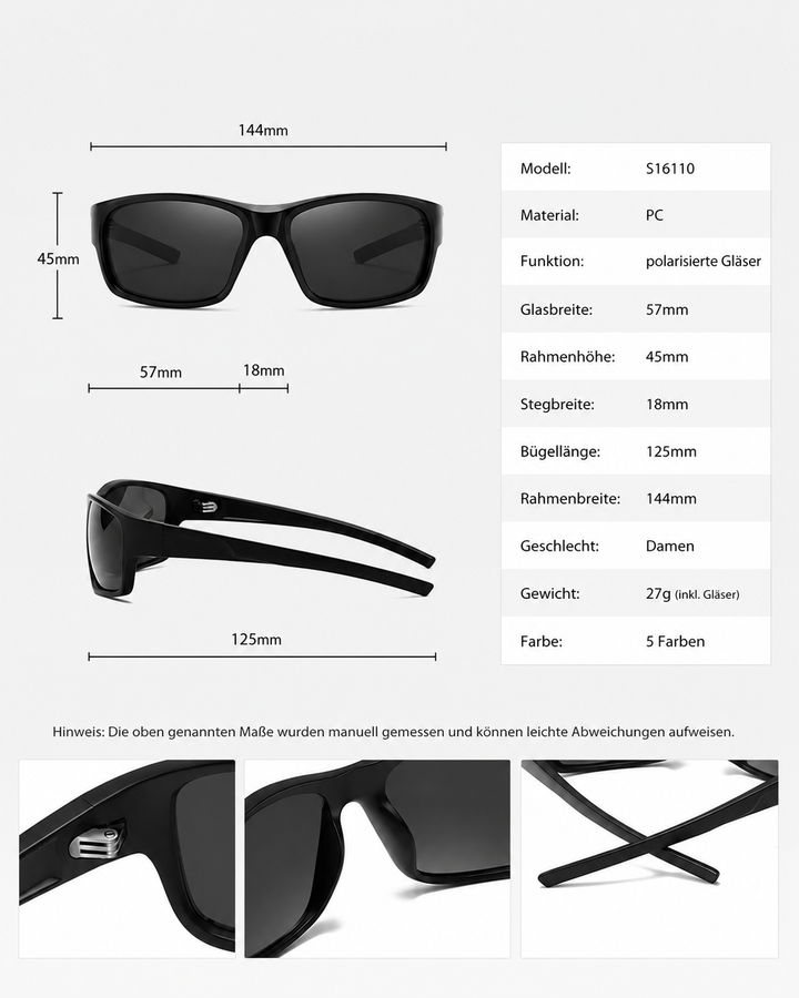 Vielseitige Herren Sonnenbrille: polarisiert, UV400 Schutz, ideal für Sport & Freizeit.