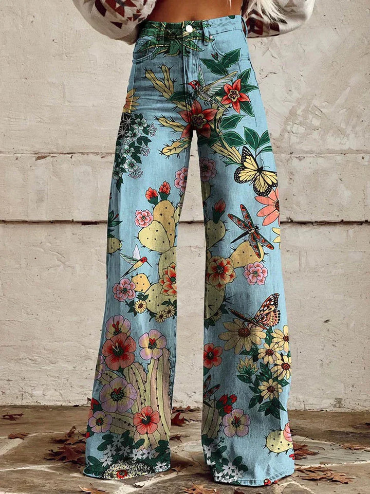 Modische Damenhose mit Print und weiten Beinen. Für einen eleganten und bequemen Look.
