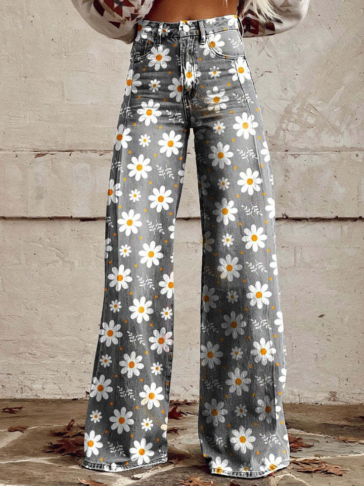 Weite Damenhose mit Printmuster, die Komfort und Stil vereint. Perfekt als Sommerhose.