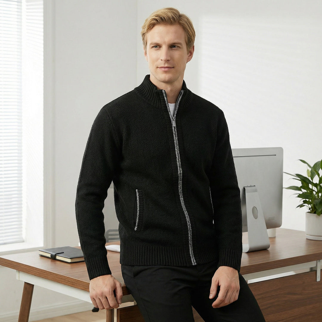Hochwertige Herren Strickjacke mit Reißverschluss, Stehkragen – ein Must-have für Männer.
