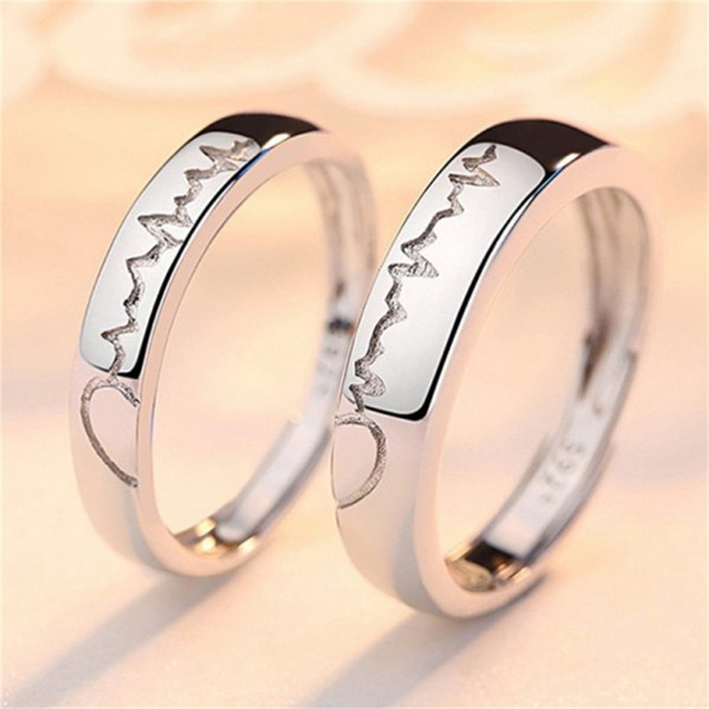 Edle Herz Partnerringe aus Sterlingsilber, perfekte Geschenkidee für Verlobung & Hochzeit. Romantischer Schmuck.