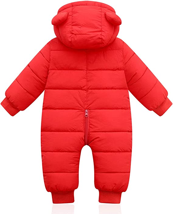 Unisex Kleinkind Winter Schneeanzug mit Kapuze & Bärenohren. Warme Babybekleidung für Jungen & Mädchen.